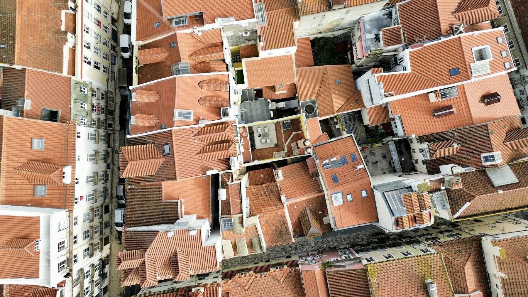 Lisbon rooftops from the air